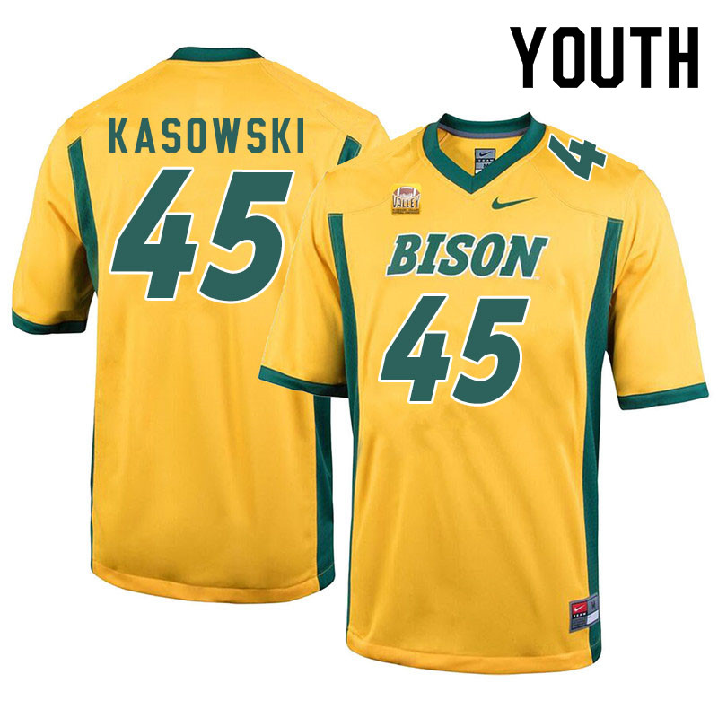 Youth #45 Dustin Kasowski North Dakota State Bison College Football Jerseys Sale-Yellow